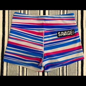 Savage Barbell Red White and Booty Shorts